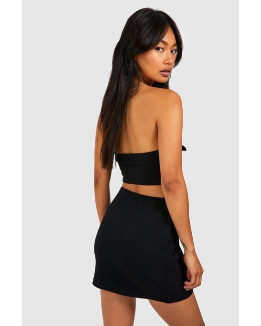 Boohoo Jersey Crepe Bandeau & Wrap Mini Skirt in Black | Lyst
