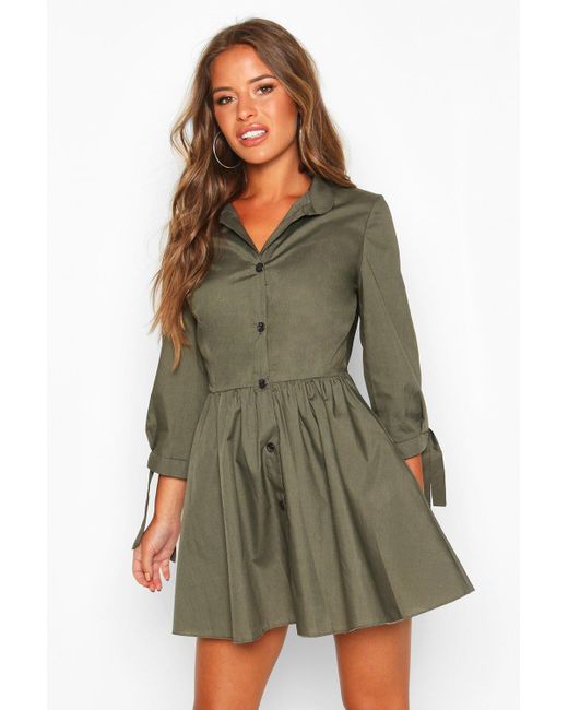 petite button through dress