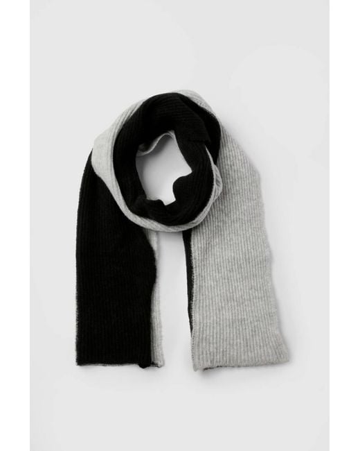 Boohoo Black Colour Block Ribbed Scarf