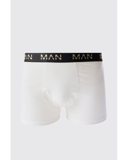 BoohooMAN Gold Man Dash Boxers In White in Black für Herren