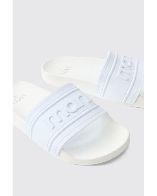 BoohooMAN Slides mit Man-Logo in Blue für Herren