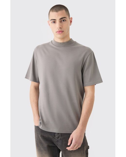 BoohooMAN Extended Neck Core Super Heavy Premium T-shirt in Gray für Herren