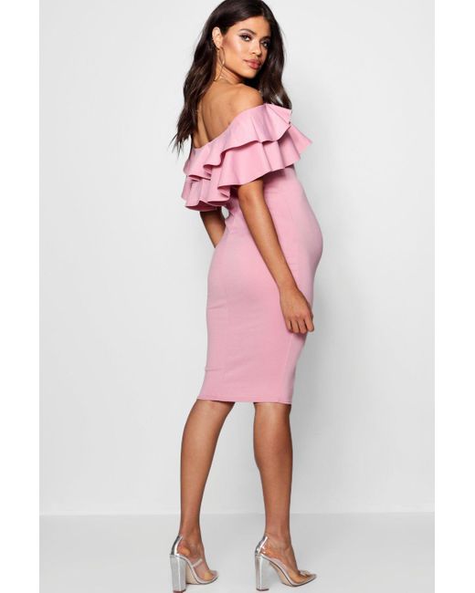boohoo maternity pink dress
