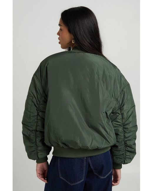 Boohoo Green Oversized Bomber Jacket