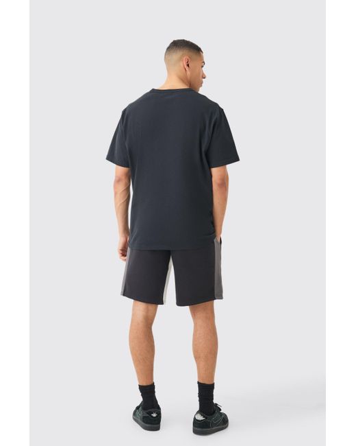 BoohooMAN Black Oversized Worldwide Contrast Stitch Gusset Short for men