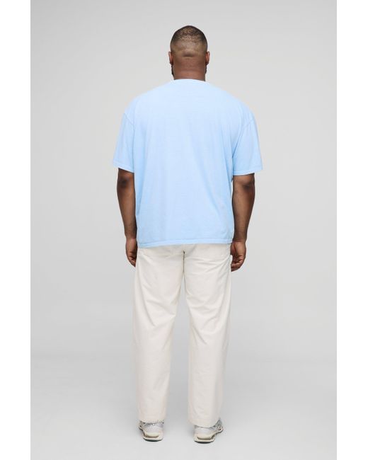 Boohoo Blue Plus Oversized Homme Varsity Print Overdye T-Shirt