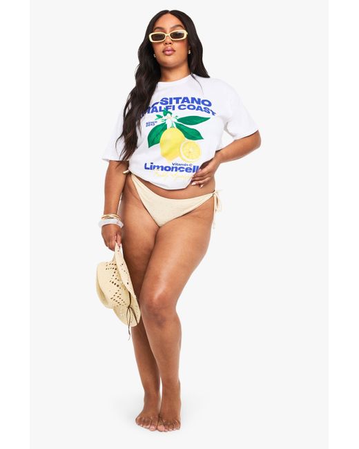 Camiseta Plus Oversize Con Estampado De Limas Y Estampado Positano Amalfi Coast Boohoo de color White