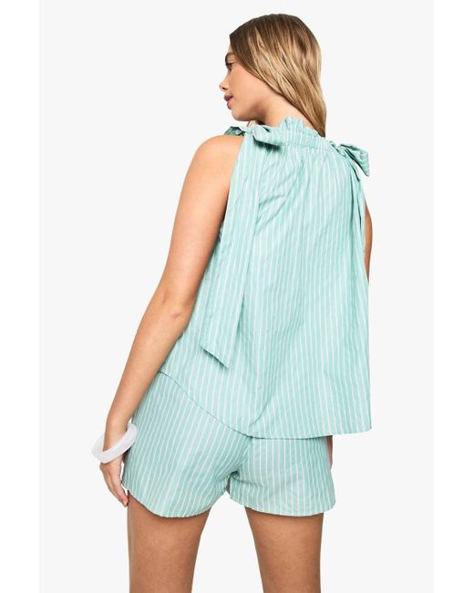 Boohoo Green Stripe Flippy Shorts