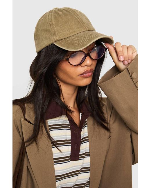 Boohoo Brown Acid Wash Cap