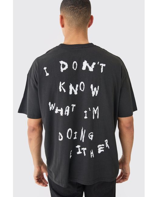 Boohoo Black Oversized I Don't Know What I'm Doing Either Slogan T-shirt
