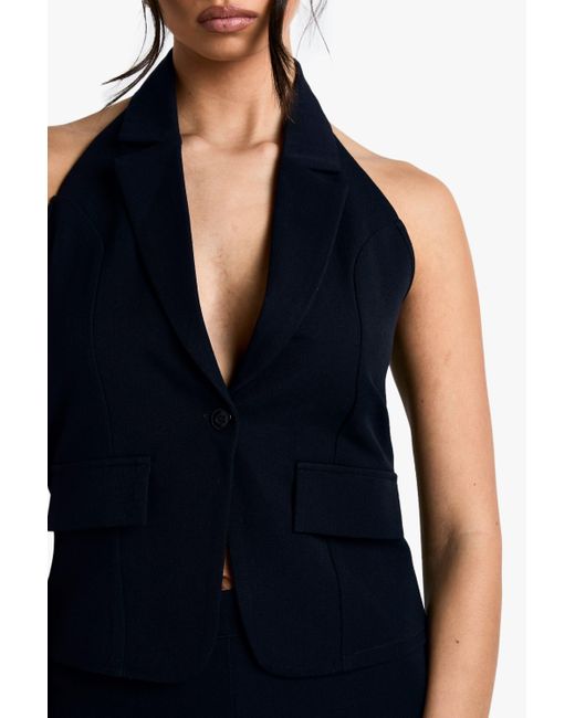 Chaleco Entallado Con Botones Boohoo de color Blue