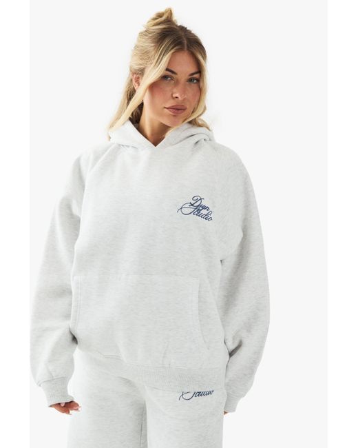 Sudadera Oversize Con Capucha Y Estampado Dsgn Studio Boohoo de color White