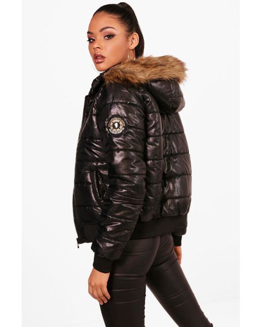 black fur bubble coat