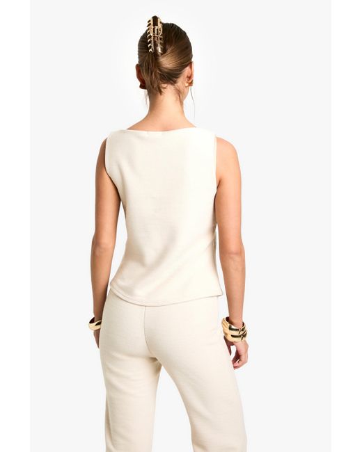 Boohoo Natural Textured Button Through Waistcoat