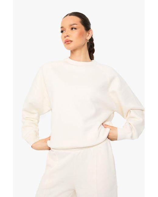 Sudadera Oversize Con Costuras De Ranglán Boohoo de color White