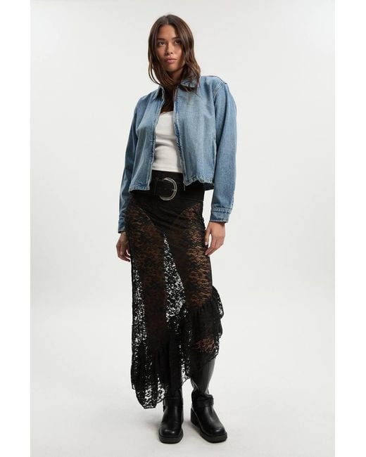Boohoo Blue Collared Denim Jacket