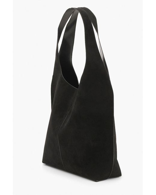 Boohoo Black Suedette Slouch Tote Bag