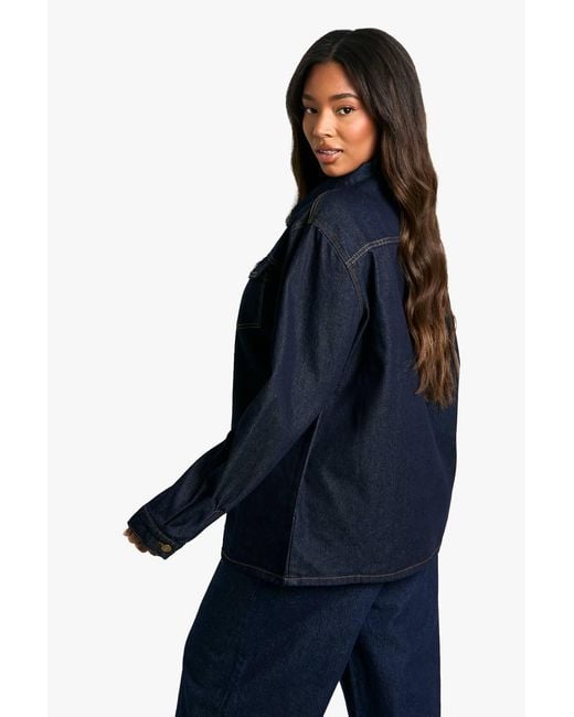 Boohoo Blue Plus Denim Shacket