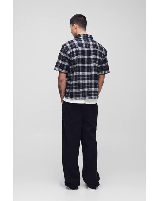 Boohoo Blue Tall Oversized Boxy Concealed Placket Flanneled Shirt
