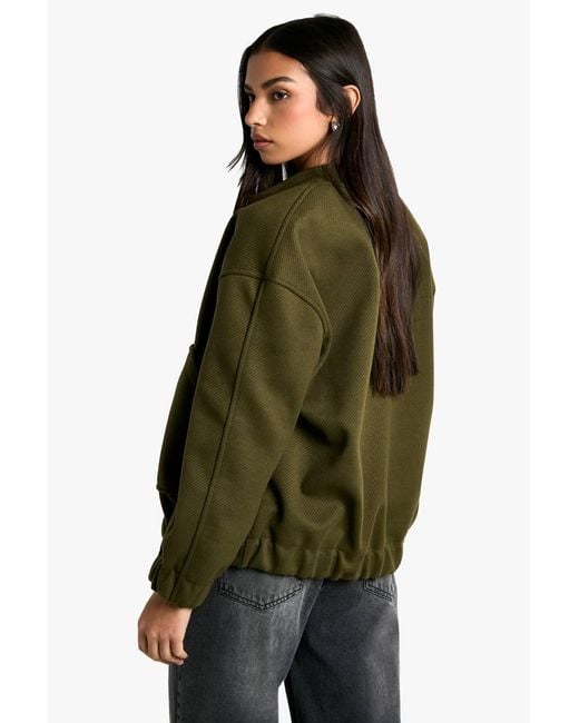 Boohoo Green Wool Look Bomber Jacket