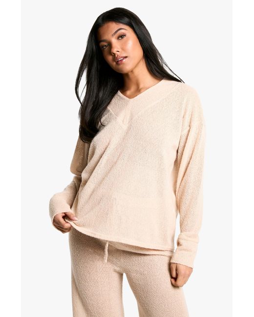 Jersey Premamá Oversize Texturizado Suave Con Escote De Pico Boohoo de color Natural