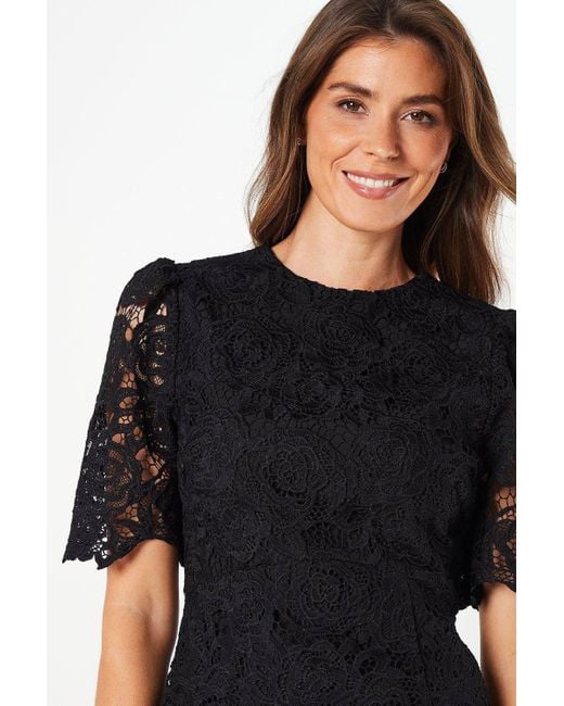 Wallis Occasion Corded Lace Shift Dress in Black | Lyst