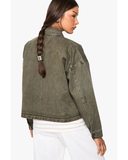 Boohoo Green Button Detail Washed Jacket