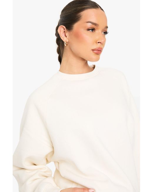 Sudadera Oversize Con Costuras De Ranglán Boohoo de color White