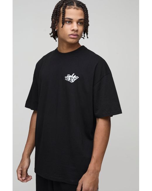 BoohooMAN Oversize T-Shirt mit Homme Grafitti-Print in Black für Herren