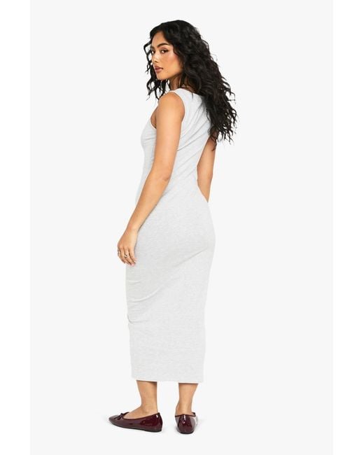 Boohoo White Basic Tan Midaxi Dress