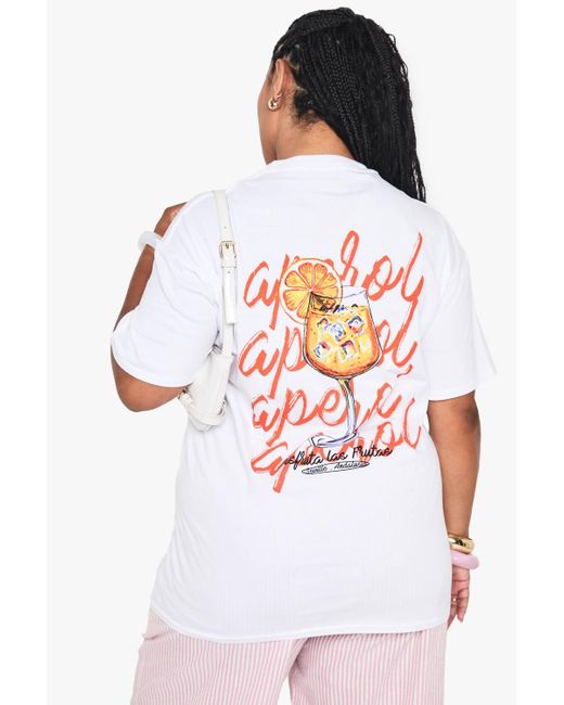 Boohoo White Plus Aperol Spritz Oversized T-Shirt