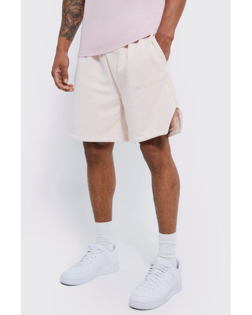 BoohooMAN White Relaxed Limited Heavyweight Volley Short for men