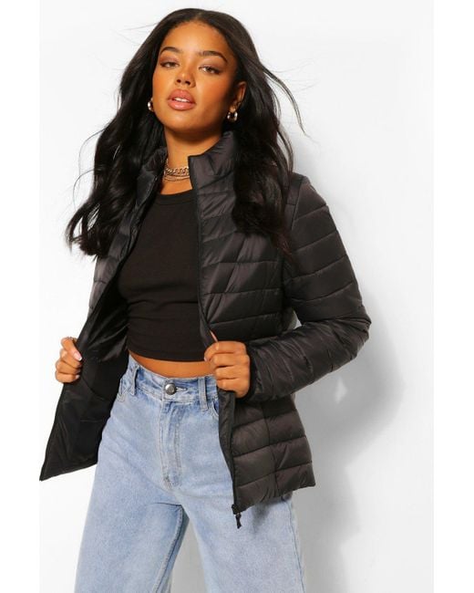 boohoo black cropped puffer jacket