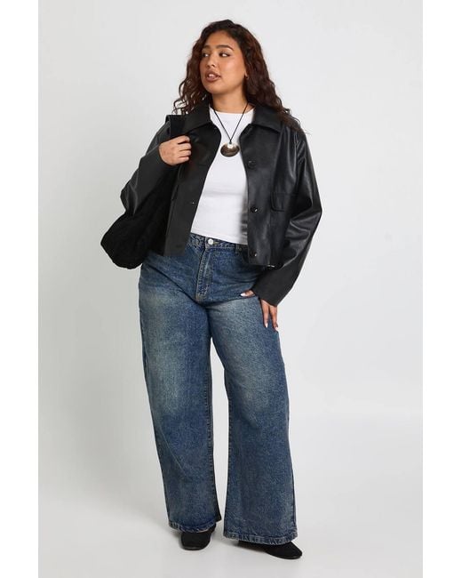 Boohoo Black Plus Collared Button Down Jacket