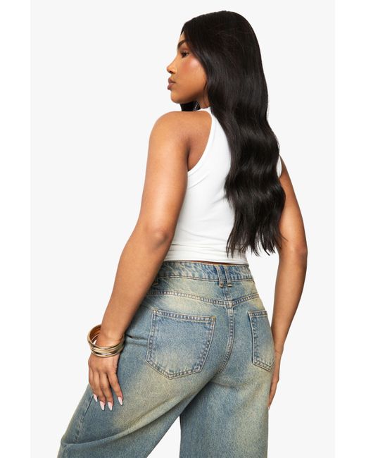 Boohoo White Double Layer Slinky Racer Neck Top