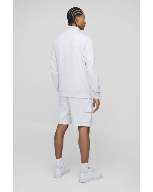 BoohooMAN Lockere mittellange Cargo-Shorts in White für Herren