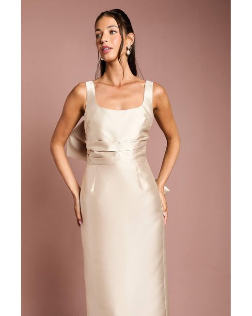 Coast Pink Twill Sleeveless Column Bridesmaid Dress With Statement Bow Back