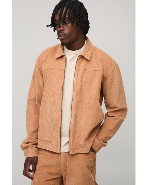 Boohoo Black Tall Washed Cord Relaxed Boxy Worker Jacket
