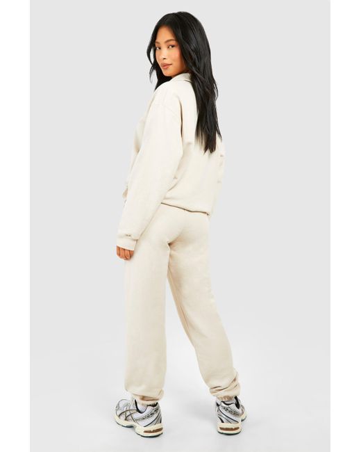 Boohoo Natural Petite Rugby Sweatshirt Embroidered Tracksuit