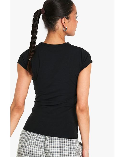 Boohoo Black Basics Cap Sleeve Fitted Top