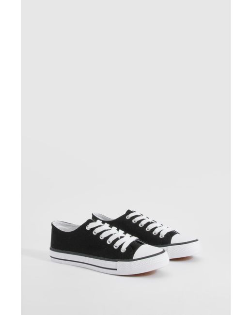 Boohoo White Low Top Lace Up Sneakers