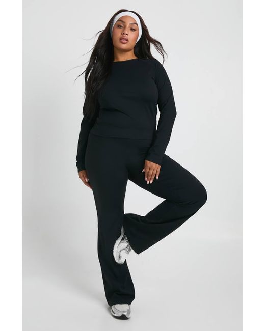 Boohoo Women's Black Plus Super Soft High Waist Flared Legging