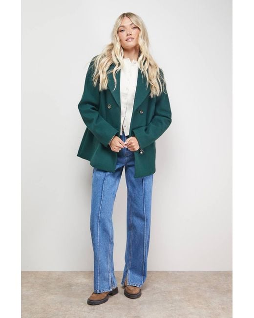 Oasis Blue Double Breasted Blazer Coat