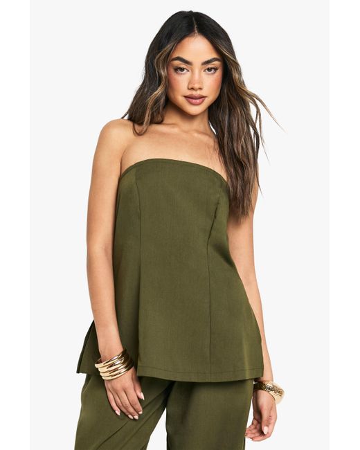Top Palabra De Honor De Tela Boohoo de color Green
