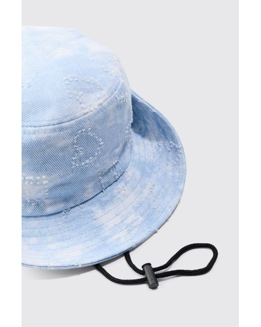 Printed Tie Dye Boonie Hat In Blue Boohoo