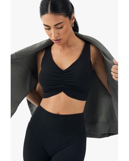 Boohoo Black Dsgn Studio Sports Ultra Sculpt Ruched Front Padded Sports Bra