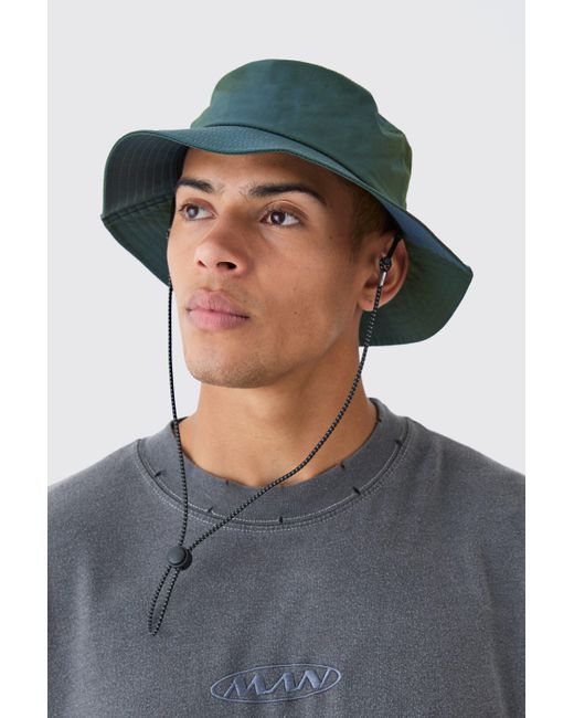 BoohooMAN Gray Iridescent Boonie Bucket Hat for men