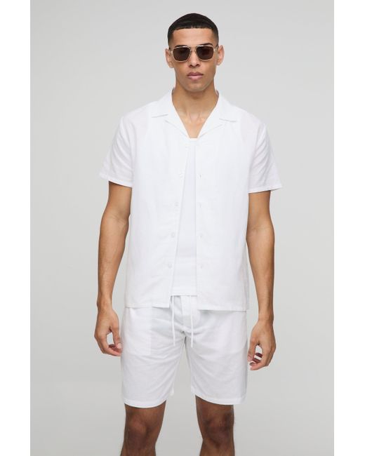 BoohooMAN Regular Hemd & Shorts Set in White für Herren