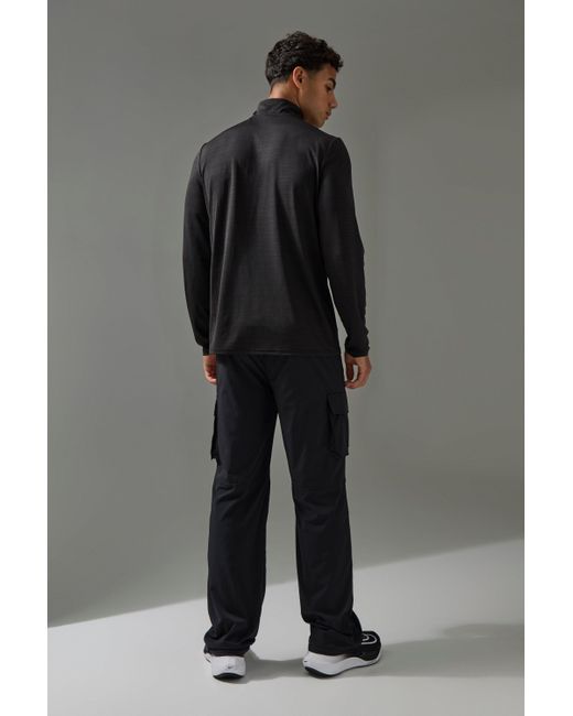 BoohooMAN Man Active Cargo-Jogginghose mit weitem Bein in Black für Herren