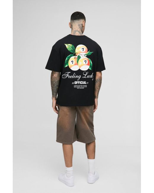 Camiseta Tall Oversize Con Estampado Gráfico De Lucky 7 Ball Boohoo de color Black